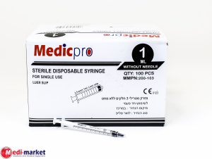 מזרק טוברקולין 1 מ"ל לואר-סליפ 100 LATEX-FREE יח' מדיקפרו