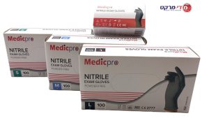 כפפות ניטריל שחורות מידה INTCO M מדיקפרו  1/100