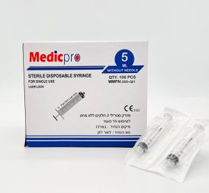 מזרק 5 מ"ל לואר-לוק 100 LATEX-FREE יח' מדיקפרו