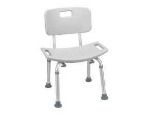 כסא רחצה לבן טלסקופי לאמבט עם משענת גב