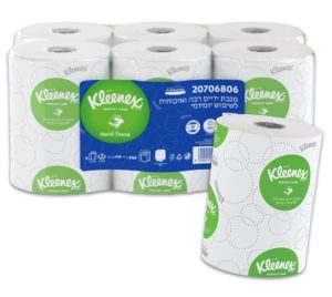 נייר לניגוב ידיים 1/6 קלינקס טישו דו שכבתי איכותי חוגלה