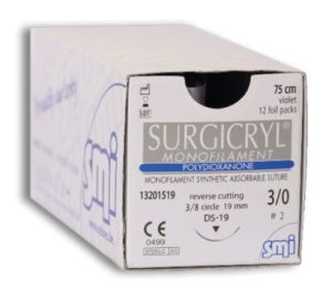 חוט תפירה PDS 0 נספג + מחט עגולה 1/12