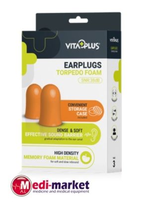 אטמי אוזניים קצף (צורת טורפדו), 3 , VITA PLUS יחידות במארז