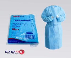 חלוק לצוות רפואי כחול,קשירה מאחור+מנג'טה,מדיקפרו