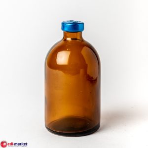 לבימר"ק בלבד-בקבוק פניצילין חום 100 מ"ל +פקק גומי וסגר אלומ